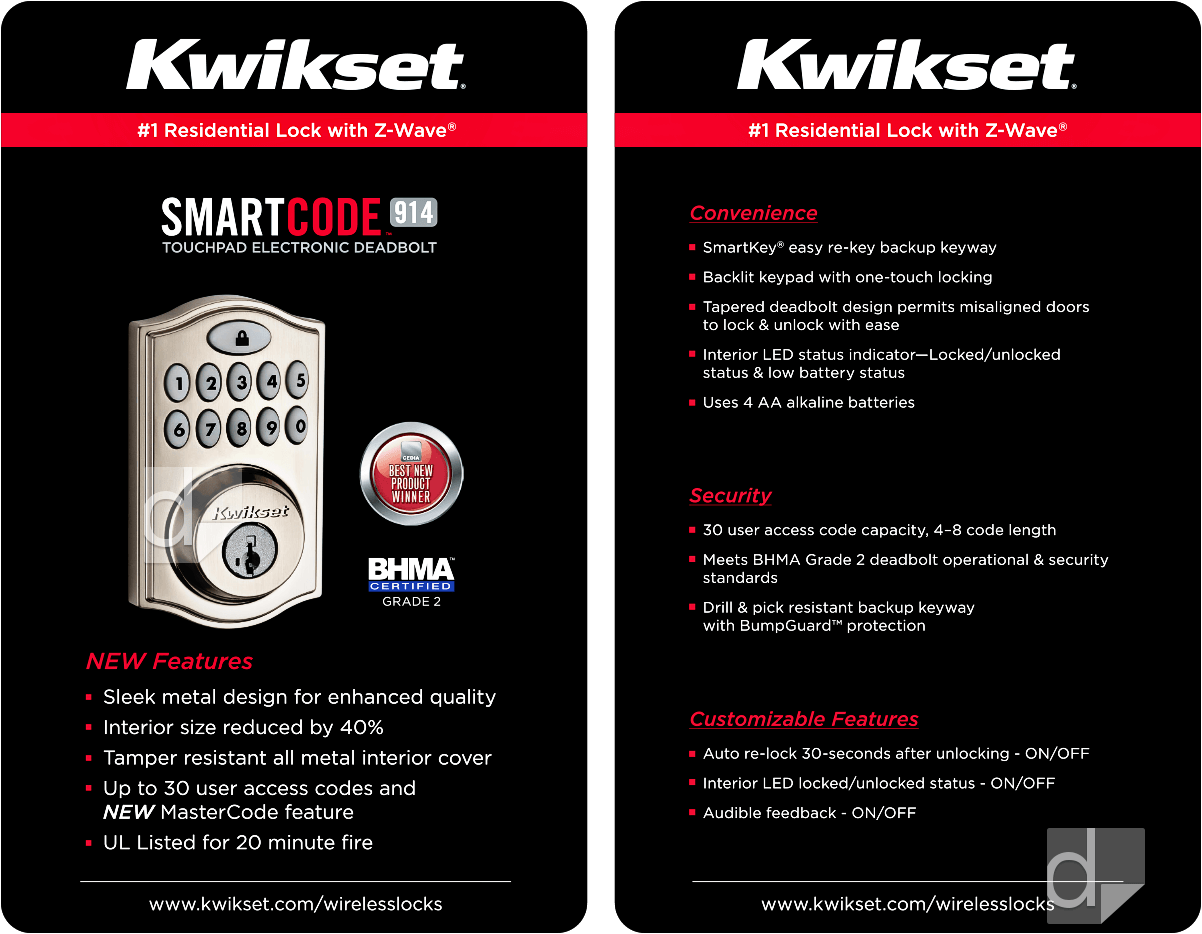 Double-Sided Aisle Blade that Dilco Printed for Kwikset with Different Information on the Front and Back.