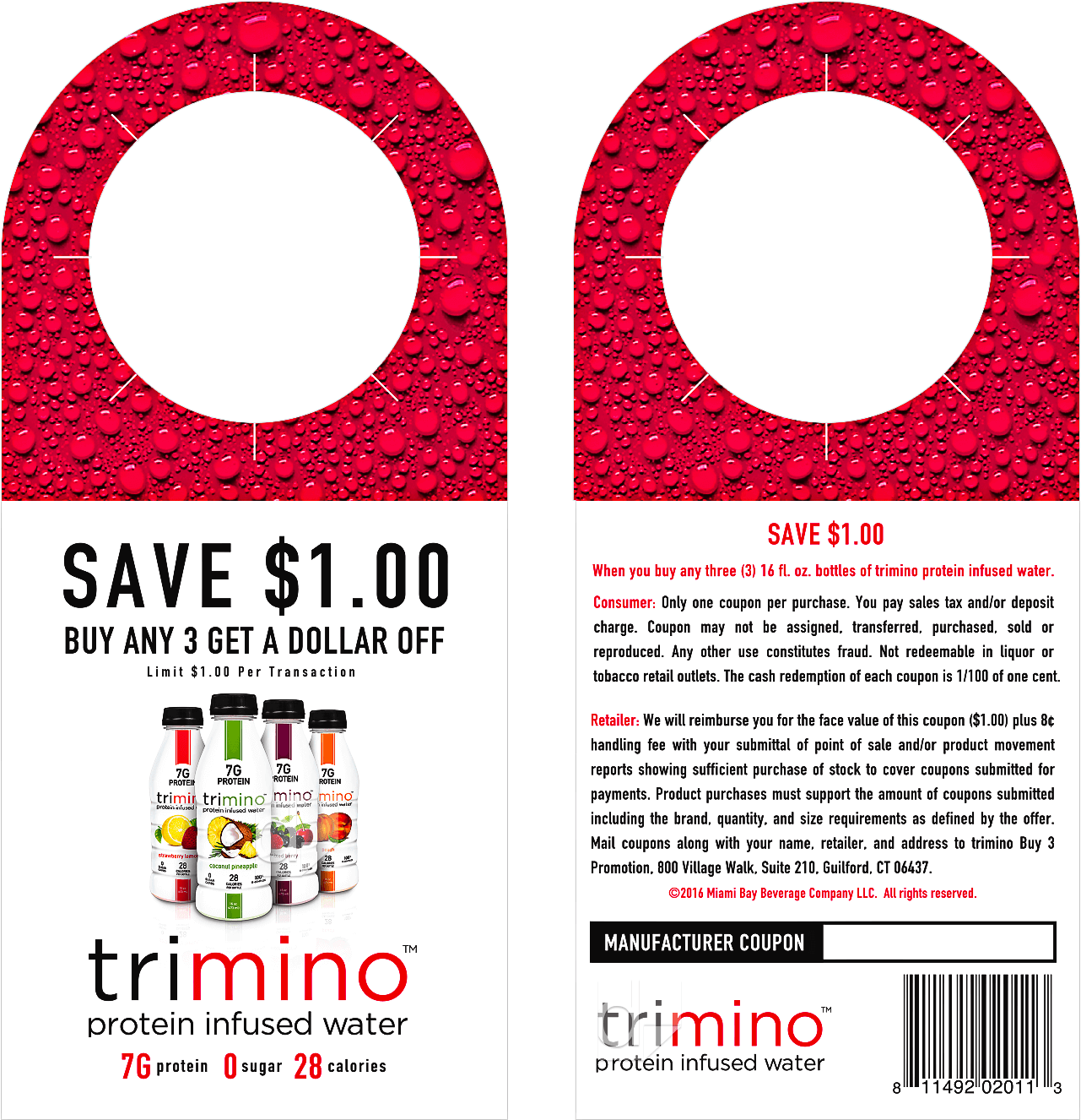 Bottle neck hang tag, double-sided custom die cut and printed by Dilco for Timino