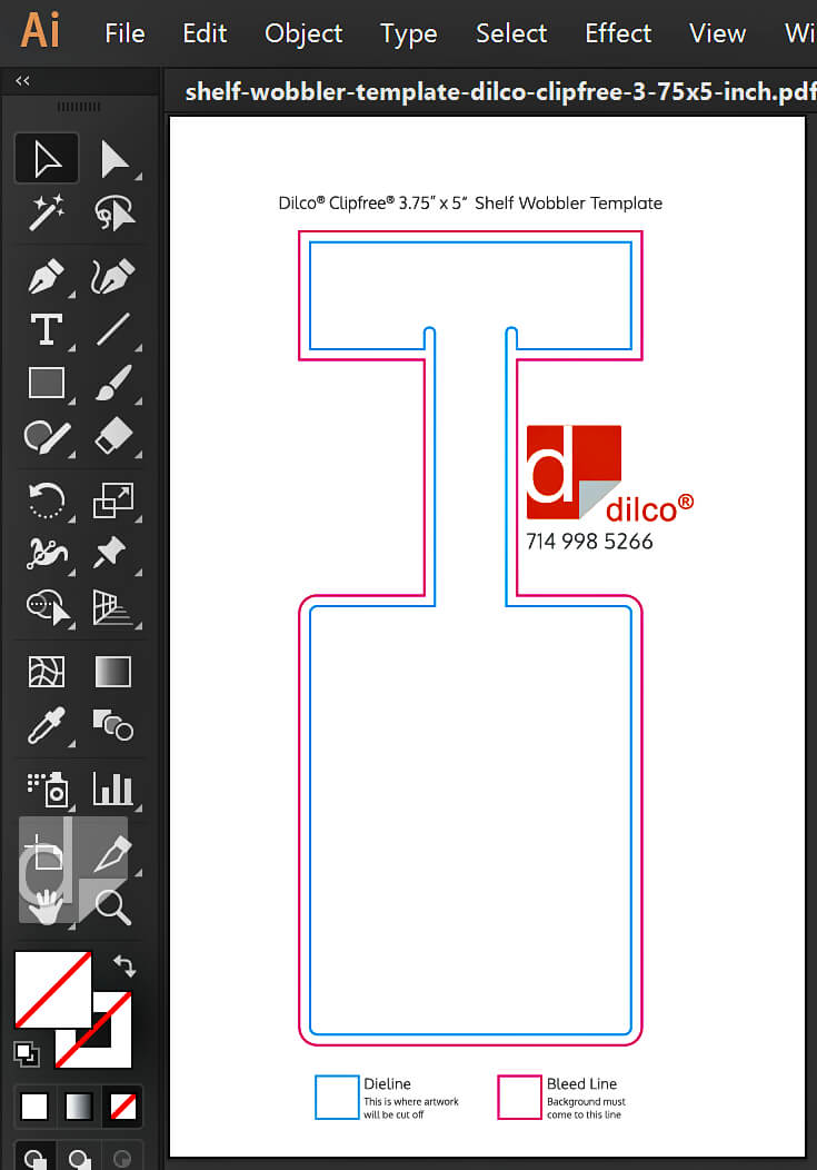 Open Dilco Clipfree template in Illustrator or InDesign.