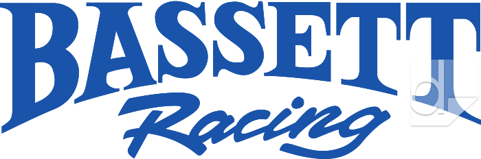 Blue vinyl thermal die cut decal by Dilco for Bassett Racing